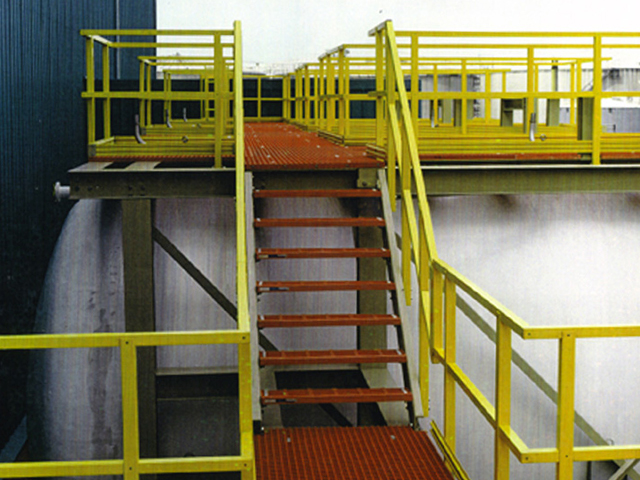 F R P walkway stairs and railing