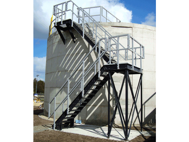 Fiber Glass Reinforced Plastic Light Gray Railing in Wastewater Treatment Facility